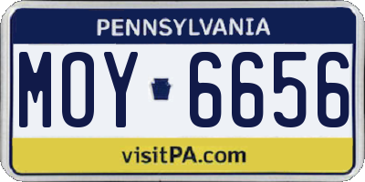 PA license plate MOY6656