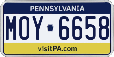 PA license plate MOY6658