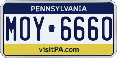 PA license plate MOY6660