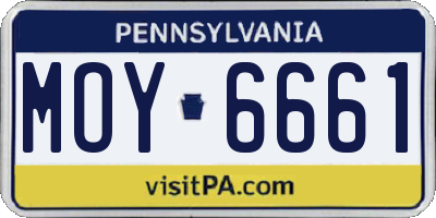 PA license plate MOY6661