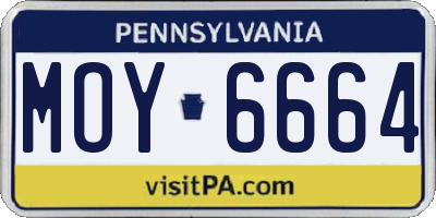 PA license plate MOY6664