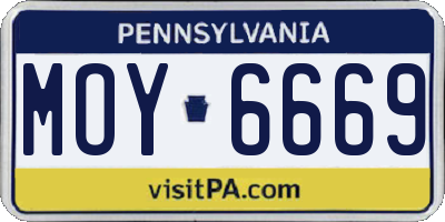 PA license plate MOY6669