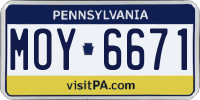 PA license plate MOY6671