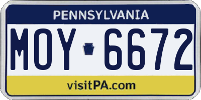 PA license plate MOY6672
