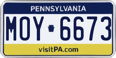 PA license plate MOY6673