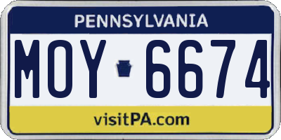 PA license plate MOY6674