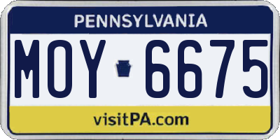 PA license plate MOY6675