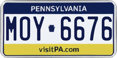 PA license plate MOY6676