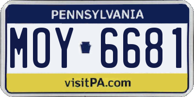 PA license plate MOY6681