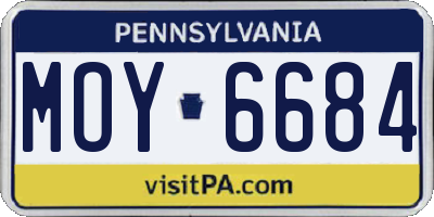 PA license plate MOY6684