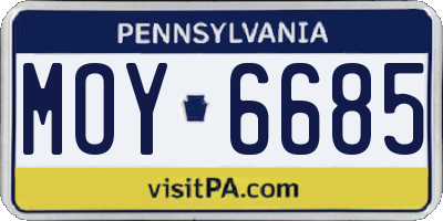 PA license plate MOY6685