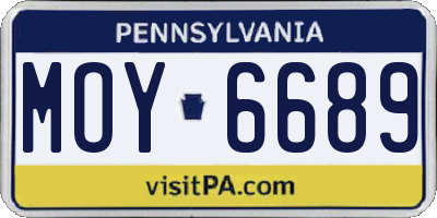 PA license plate MOY6689