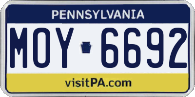 PA license plate MOY6692
