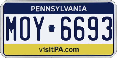 PA license plate MOY6693