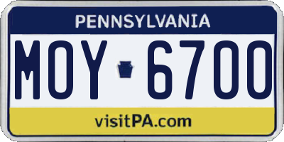 PA license plate MOY6700