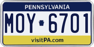 PA license plate MOY6701