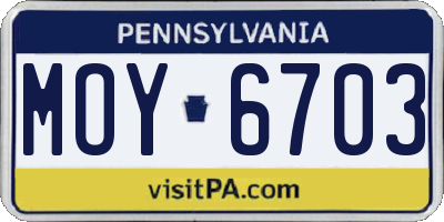 PA license plate MOY6703