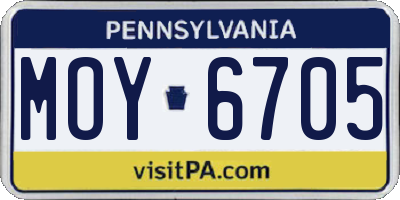 PA license plate MOY6705