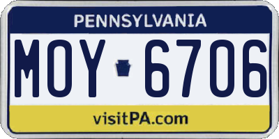 PA license plate MOY6706