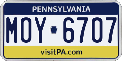 PA license plate MOY6707