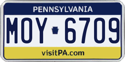 PA license plate MOY6709