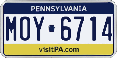 PA license plate MOY6714