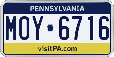 PA license plate MOY6716