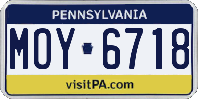 PA license plate MOY6718