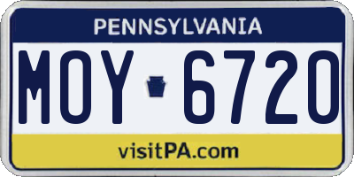 PA license plate MOY6720