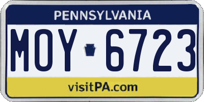 PA license plate MOY6723