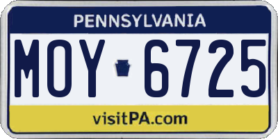 PA license plate MOY6725
