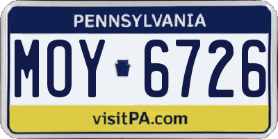 PA license plate MOY6726