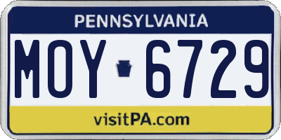 PA license plate MOY6729