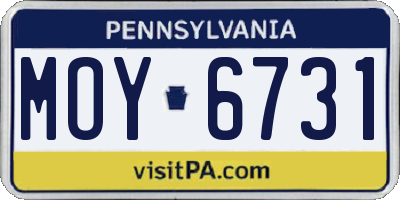 PA license plate MOY6731