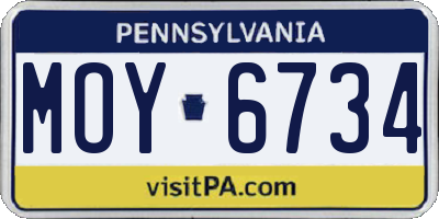 PA license plate MOY6734
