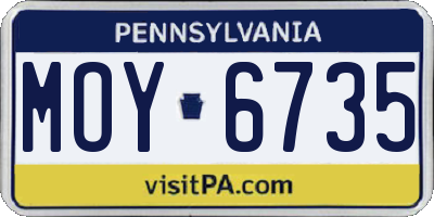 PA license plate MOY6735