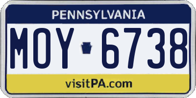 PA license plate MOY6738