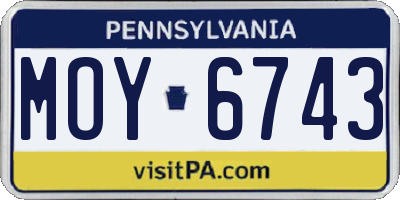PA license plate MOY6743