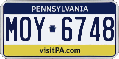 PA license plate MOY6748