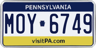 PA license plate MOY6749