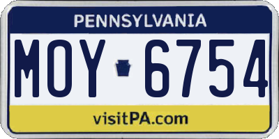PA license plate MOY6754