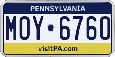 PA license plate MOY6760
