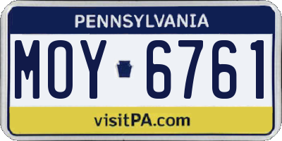 PA license plate MOY6761