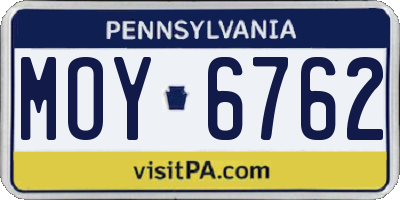 PA license plate MOY6762