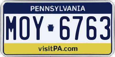 PA license plate MOY6763