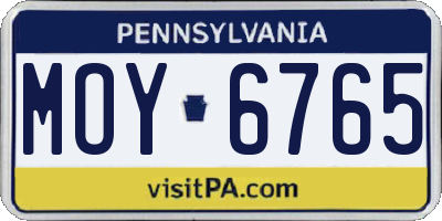 PA license plate MOY6765
