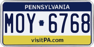 PA license plate MOY6768