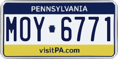 PA license plate MOY6771