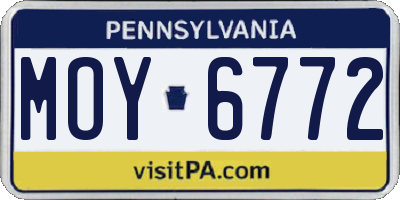 PA license plate MOY6772