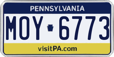 PA license plate MOY6773